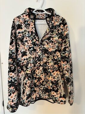 PacSun Floral Fleece Half-Zip Pullover - Black, Pink & Yellow -Size Large